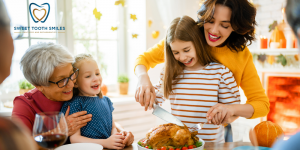 Family enjoying holiday meals and healthy smiles thanks to Sweet Tooth Smiles of Richmond and Memorial, Texas